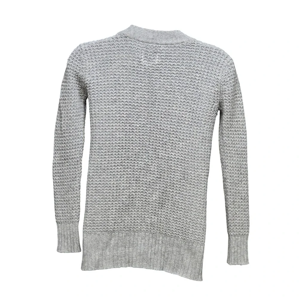 Aerie Cardigan Womens Large Grey Wool Blend Chunky Waffle Knit Boyfriend Sweater